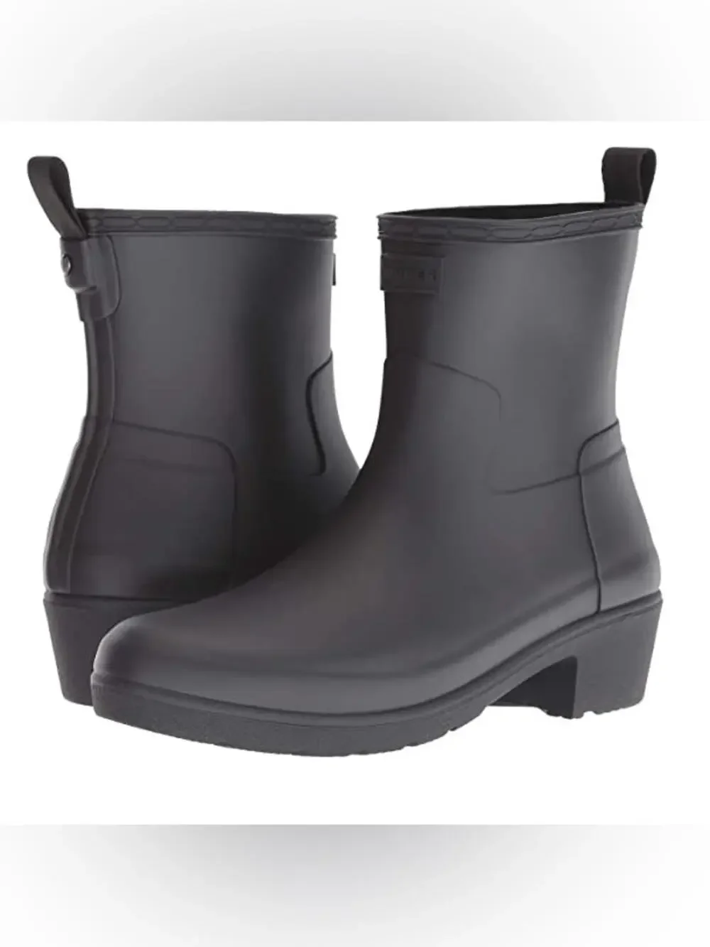Hunter Women's Refined Black Ankle Biker Rain Boot Size 7